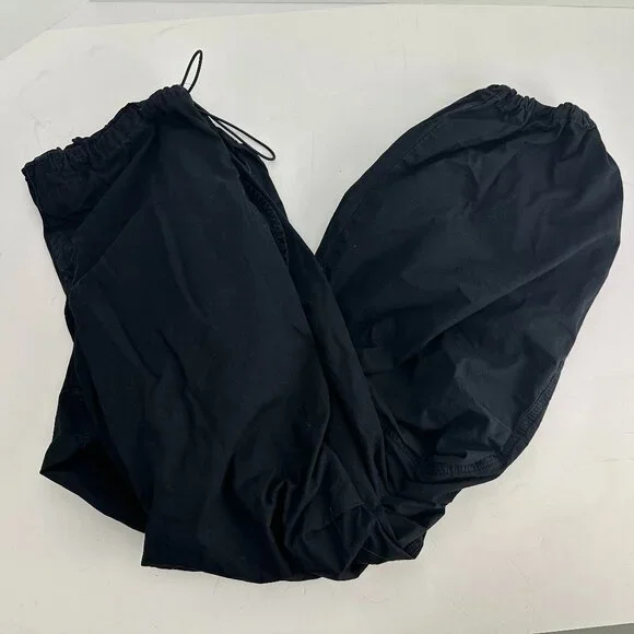 Iets Frans Urban Outfitters Baggy Tech Pants Trousers Solid Black Size Small